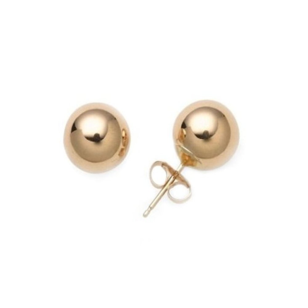 Authentic 14kt Solid Yellow Gold Stud Earrings Po… - image 3